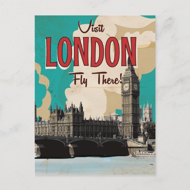 Cartão Postal Poster de viagens Vintage London (Frente)
