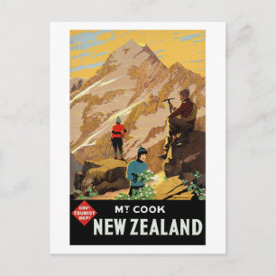 Cartão Postal Poster de viagens Vintage Mount Cook Nova Zelândi