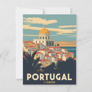 Cartão Postal Poster de viagens Vintage Portugal - paisagem urba