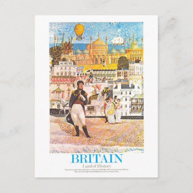 Cartão Postal Poster de viagens Vintage Regency Brighton (Frente)