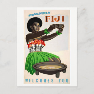 Cartão Postal Poster de Viagens vintage Restaurada do Fiji