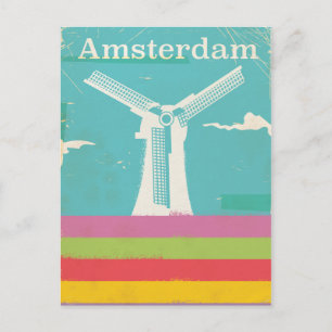 Cartão Postal Poster de viagens vintage retrô de Amsterdã