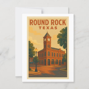 Cartão Postal Poster de viagens Vintage Round Rock Texas