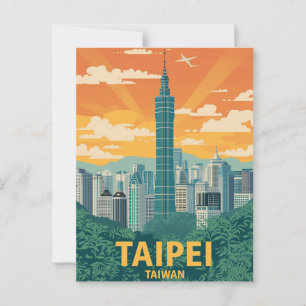Cartão Postal Poster de viagens Vintage Taipei Taiwan
