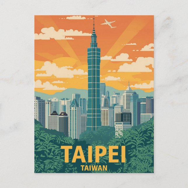 Cartão Postal Poster de viagens Vintage Taipei Taiwan (Frente)