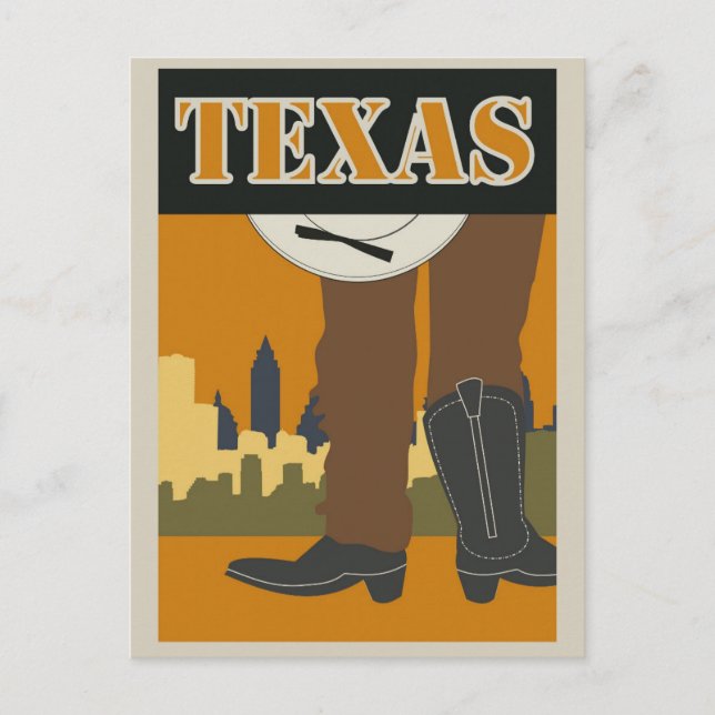 Cartão Postal Poster de viagens Vintage Texas USA (Frente)