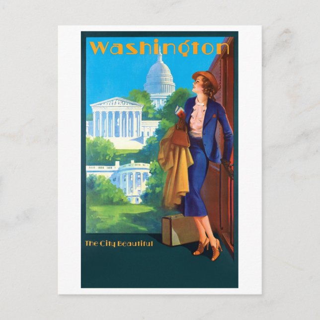 Cartão Postal Poster de viagens Vintage Washington (Frente)