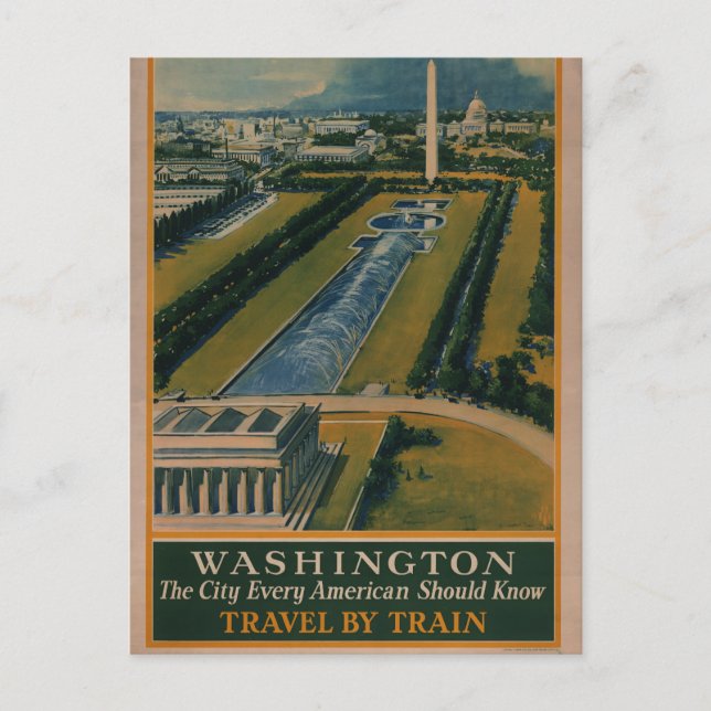 Cartão Postal Poster de viagens Vintage Washington DC (Frente)