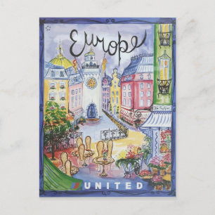 Cartão Postal Poster de viagens Vintage Watercolor Europe