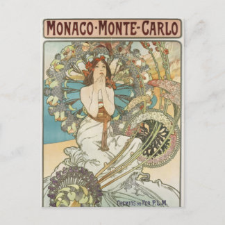 Cartão Postal Poster de Vintage Mont-Carlo por Alphonse Mucha