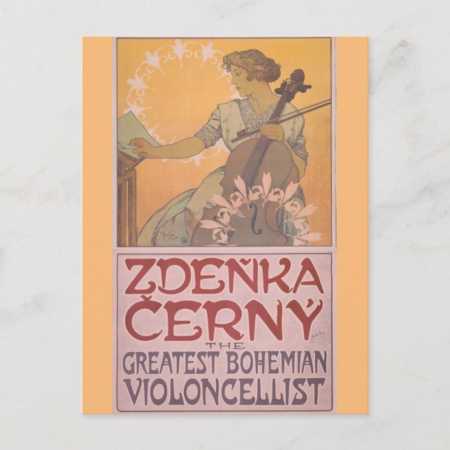 Cartão Postal Poster de Zdenka Cerny por Alphonse Mucha (Frente)