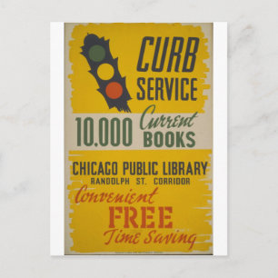 Cartão Postal Poster do Serviço de Curb da Biblioteca Pública