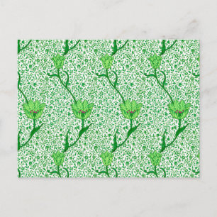 Cartão Postal Pôster do Tulipa Damask de William Morris, Verde E