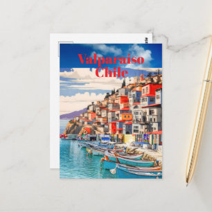 Cartão Postal Pôster Imprimível Viagem Valparaíso - Viagem Chile