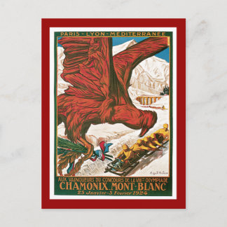 Cartão Postal Poster Olimpiadas de Viagens vintage de inverno