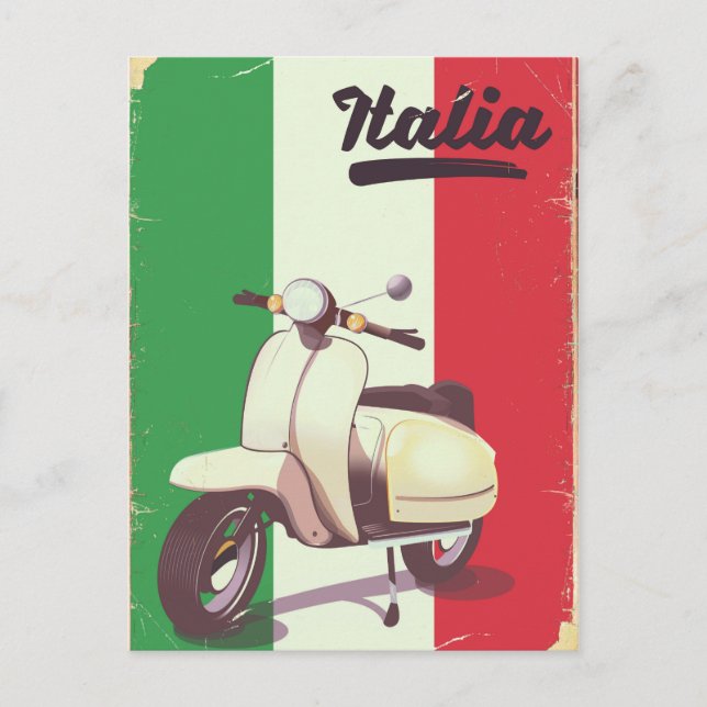 Cartão Postal Poster Patinete de Viagens vintage Italia (Frente)