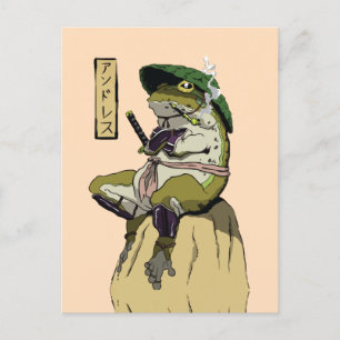 Cartão Postal Pôster Samurai Frog Impressão em Tela Falsa Acríli