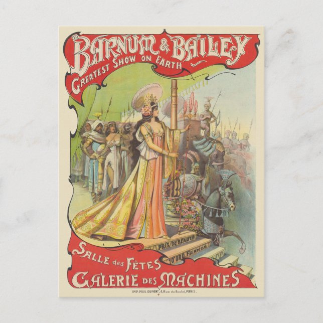 Cartão Postal Poster vintage Barnum & Bailey 1901 (Frente)