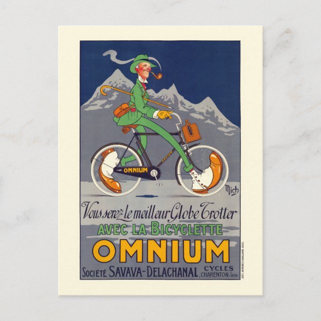 Cartão Postal Poster vintage Bicyclette Omnium 1924 (Frente)