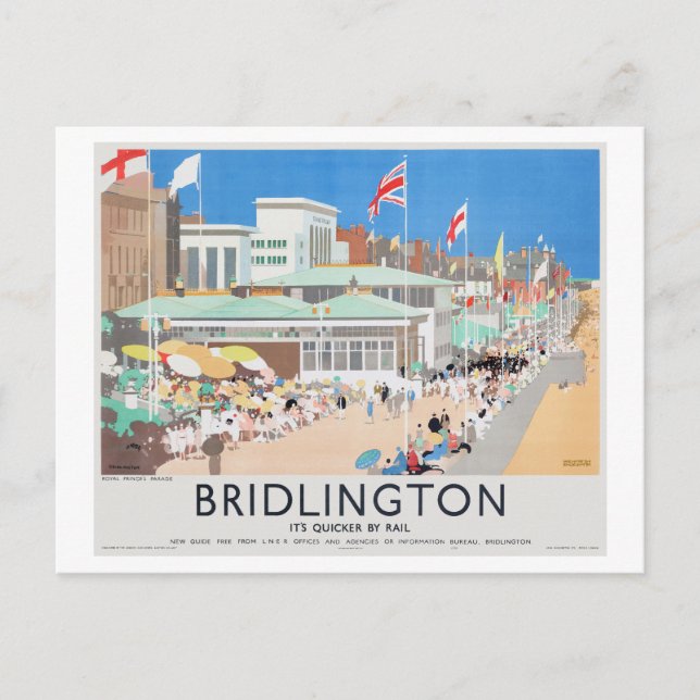 Cartão Postal Poster vintage Bridlington UK 1939 (Frente)