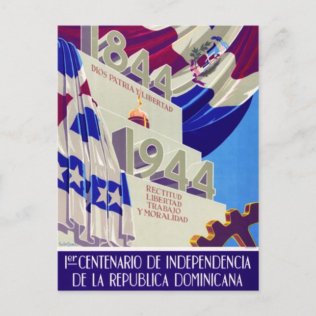 Cartão Postal Poster vintage Centenário da República Dominicana (Frente)