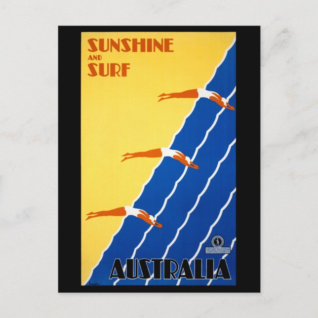 Cartão Postal Poster vintage da Austrália restaurado (Frente)