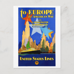 Cartão Postal POSTER VINTAGE das Linhas de Cruzeiro dos EUA rest