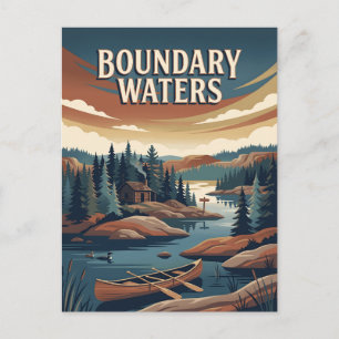 Cartão Postal Pôster Vintage de Canoa das Boundary Waters Minnes