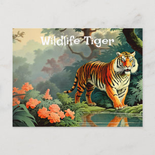 Cartão Postal Poster vintage de Tigre Selvagem da Floresta Suína