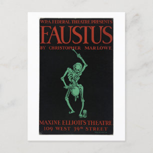 Cartão Postal Poster vintage do Doutor Faustus de Marlowe