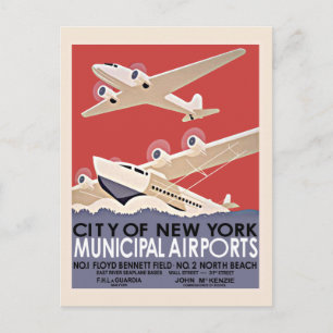 Cartão Postal Poster vintage dos Aeroportos de Nova Iorque - cer