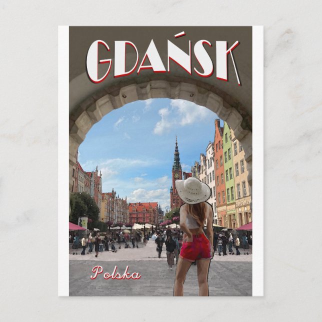 Cartão Postal Poster vintage Gdansk (Frente)