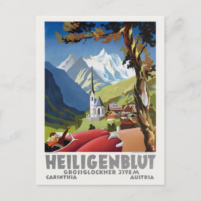 Cartão Postal Poster vintage Heiligenblut Áustria (Frente)