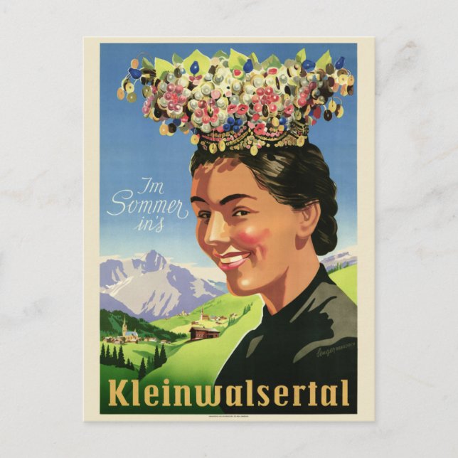 Cartão Postal Poster vintage Kleinwalsertal Áustria (Frente)