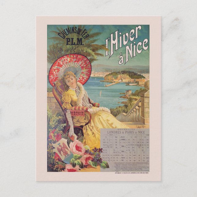 Cartão Postal poster vintage l'Hiver à Nice 1892 (Frente)