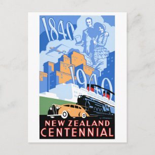 Cartão Postal Poster vintage Nova Zelândia Restaurado