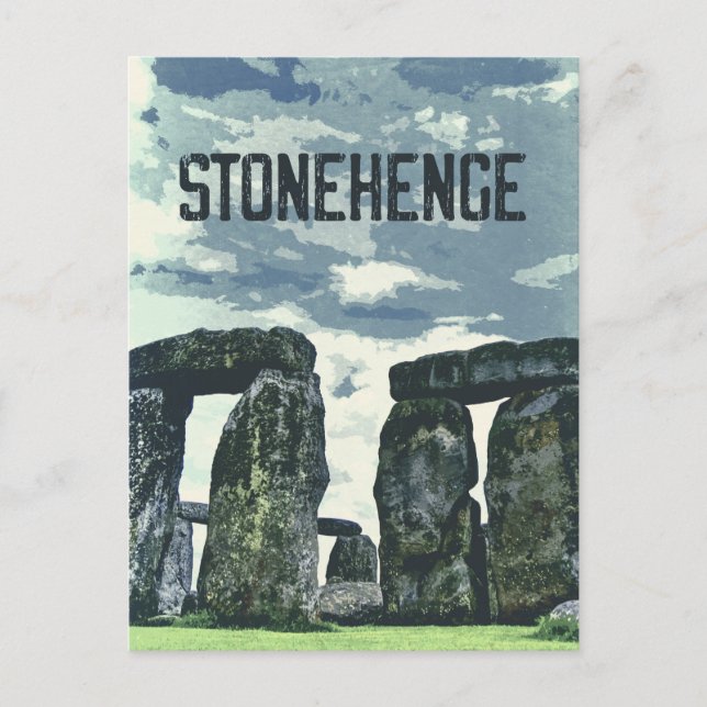 Cartão Postal Poster vintage retrô de Stonehenge England (Frente)