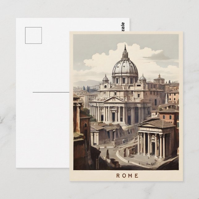 Cartão Postal Poster vintage Roma (Frente/Verso)