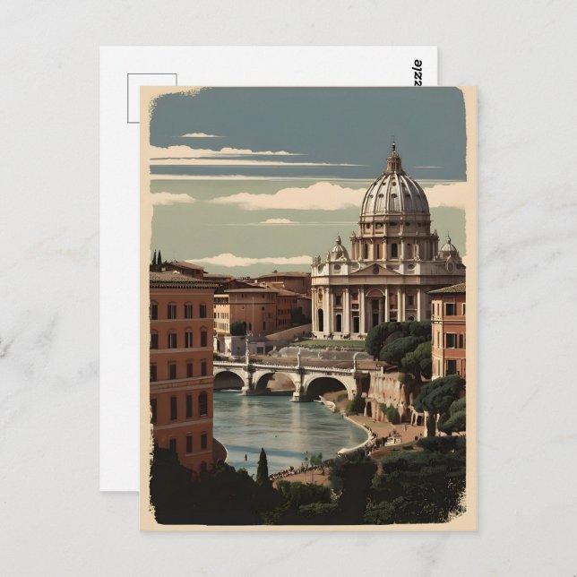 Cartão Postal Poster vintage Roma (Frente/Verso)