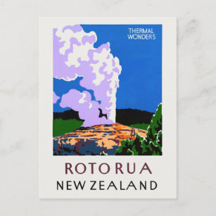 Cartão Postal Poster vintage Rotorua Nova Zelândia dos anos 30