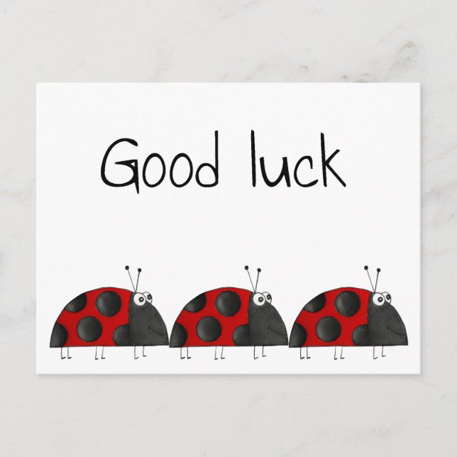 Cartão Postal Postkarte, boa sorte, Glückwunschkarte, Marienkäfe (Frente)