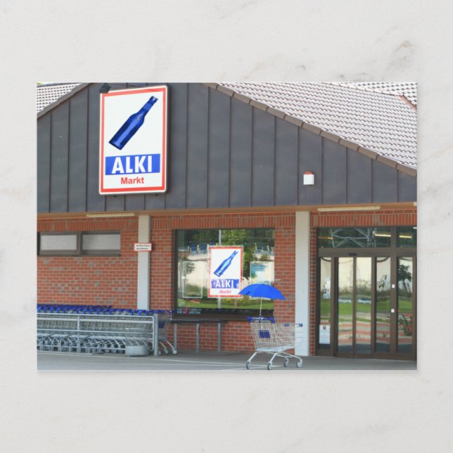 Cartão Postal Postkarte - der "Blaue Schirm" kauft ein (Frente)