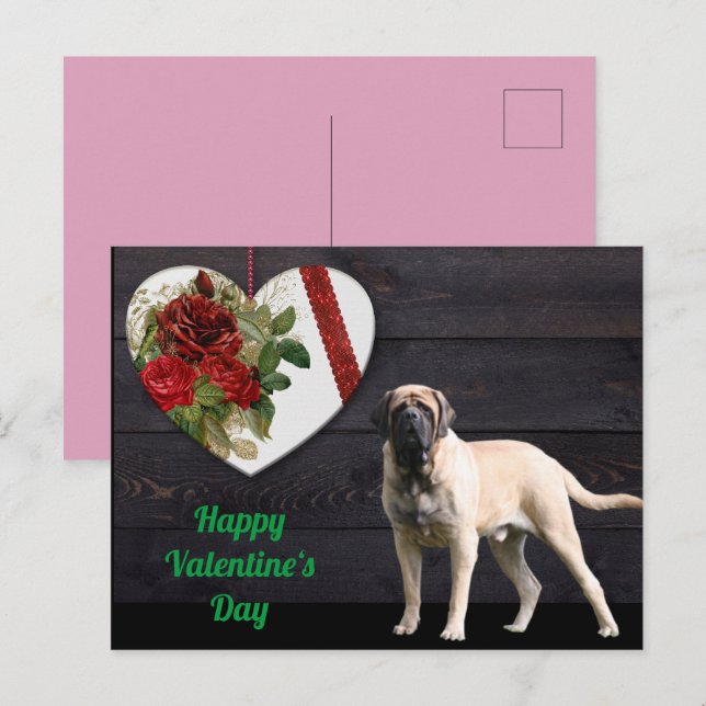 Cartão Postal Postkarte English Mastiff Valentinstags  (Frente/Verso)