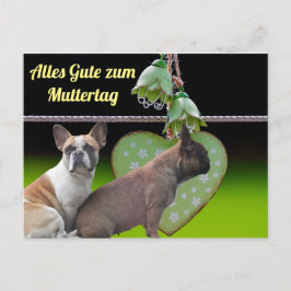 Cartão Postal Postkarte französische Bulldoggen Muttertag