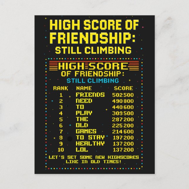 Cartão Postal Postkarte „Friendship Highscore“ (Frente)