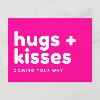 Cartão Postal Postkarte - "hugs + kisses coming your way"