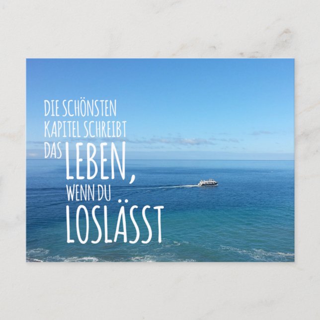 Cartão Postal Postkarte „Loslassen“ mit Blick auf das weite Meer (Frente)