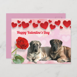 Cartão Postal Postkarte Mastiff Valentine‘s Day