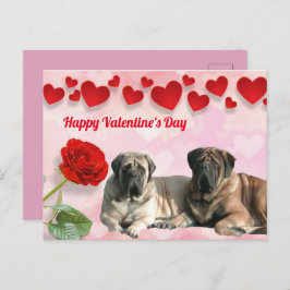 Cartão Postal Postkarte Mastiff Valentinstags