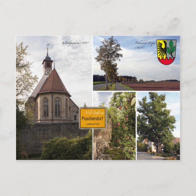 Cartão Postal Postkarte Puschendorf Sehenwürdigkeiiten (Frente)